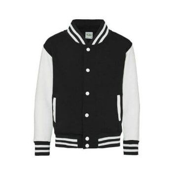 AWDis Kids Varsity Jacket JH043J Jet black - White.