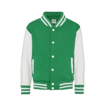 AWDis Kids Varsity Jacket JH043J Kelly green - White.