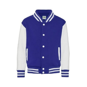 AWDis Kids Varsity Jacket JH043J Royal Blue - White.