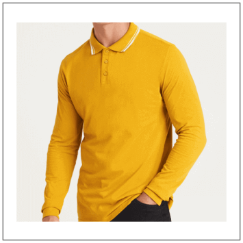 AWDis Long Sleeve Tipped 100 Polo JP103 Mustard white - model