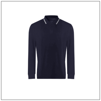 AWDis Long Sleeve Tipped 100 Polo JP103 Oxford navy White