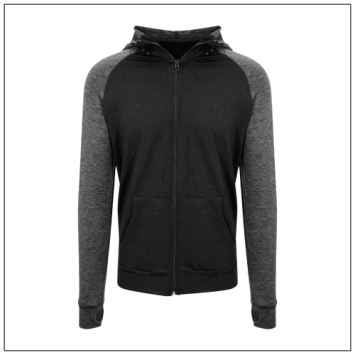 Mens Contrast sports Zoodie JC057 Black - Black slate melange