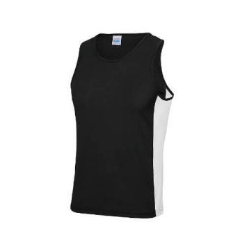 Mens Cool Contrast Vest JC008 - Jet black Arctic white