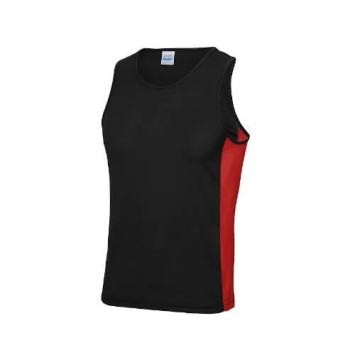 Mens Cool Contrast Vest JC008 - Jet black Fire red