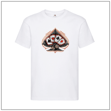 Poker print op een wit t-shirt van bbshirts