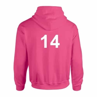 Roze hoodie bedrukt met nummer 14