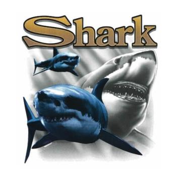 Shark print bedrukt op een t-shirt. Leverbaar vanaf maat S t/m XXL.