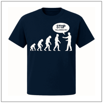 Stop following me bedrukt op een t-shirt