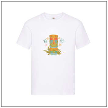 Totempaal bedrukt op een wit t-shirt van bbshirts