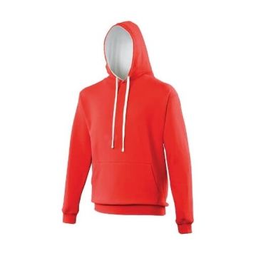 Varsity hoodie JH003 Fire-red Artic-white