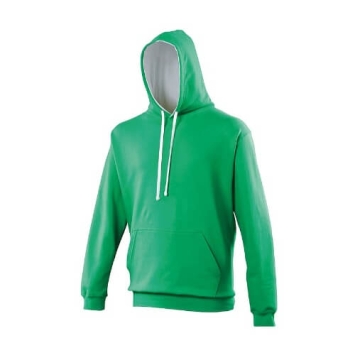 Varsity hoodie JH003 - Kelly green Artic white.