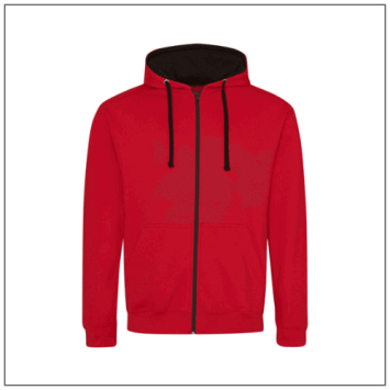 Varsity Zoodie JH053 Fire red jet black.