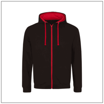 Varsity Zoodie JH053 Jet black Fire red.