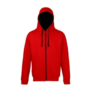 Unisex Varsity zip zoodie fire-red jet-black