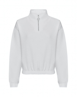 Womans Croppd Zipp Sweater JH037 - Arctic White