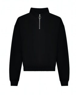 Womans Croppd Zipp Sweater JH037 - Deep Black
