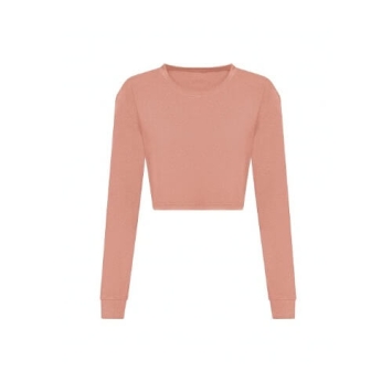 Womans Long Sleeve Cropped T - Dusty pink