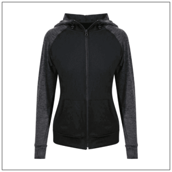 womans Cool Contrast Zoodie JC058 - Black - Black slate melange