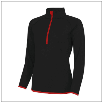 Woman's Cool Zip Sweat JC036 - Jet black Fire red.