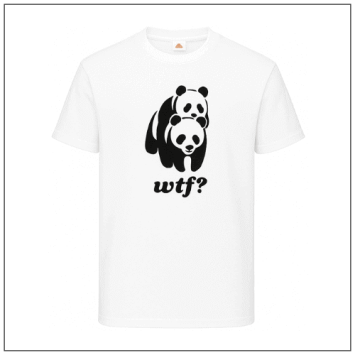 WTF bedrukt op een wit t-shirt van BBshirts
