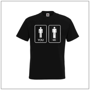 You Me bedrukt op een zwart t-shirt