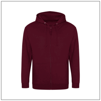 Hoodie met rits JH050 - Burgundy.