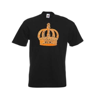 zwart t-shirt bedrukt met een Goud kroontje.