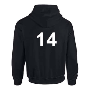 Zwarte hoodie bedrukt met nummer 14