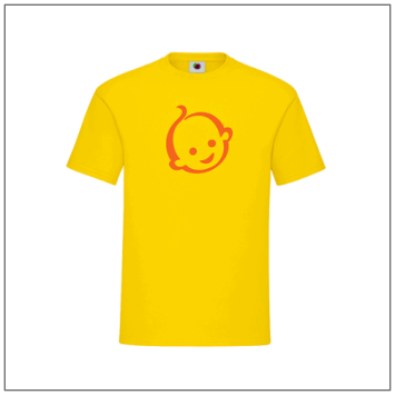 Zwitsal logo bedrukt op een geel t-shirt van BBshirts